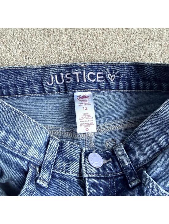 Justice Girls Butterfly Jeans Size 12 Distressed Denim - Picture 5 of 7